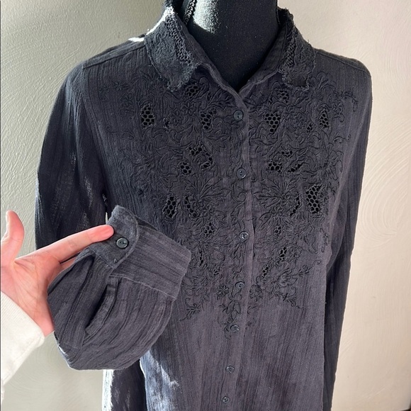 Free People Carter Dobby Embroidered Button Down Top Size S - Picture 5 of 11